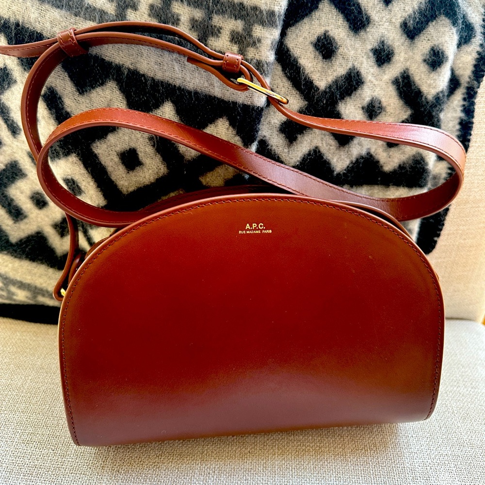 $625 APC Demi Lune in Chestnut Brown